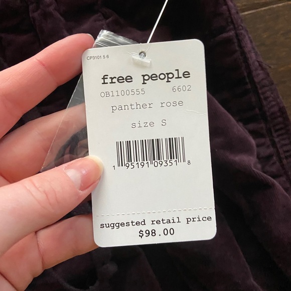 New PURPLE Free People Corduroy Paper Bag Pants - Picture 7 of 7